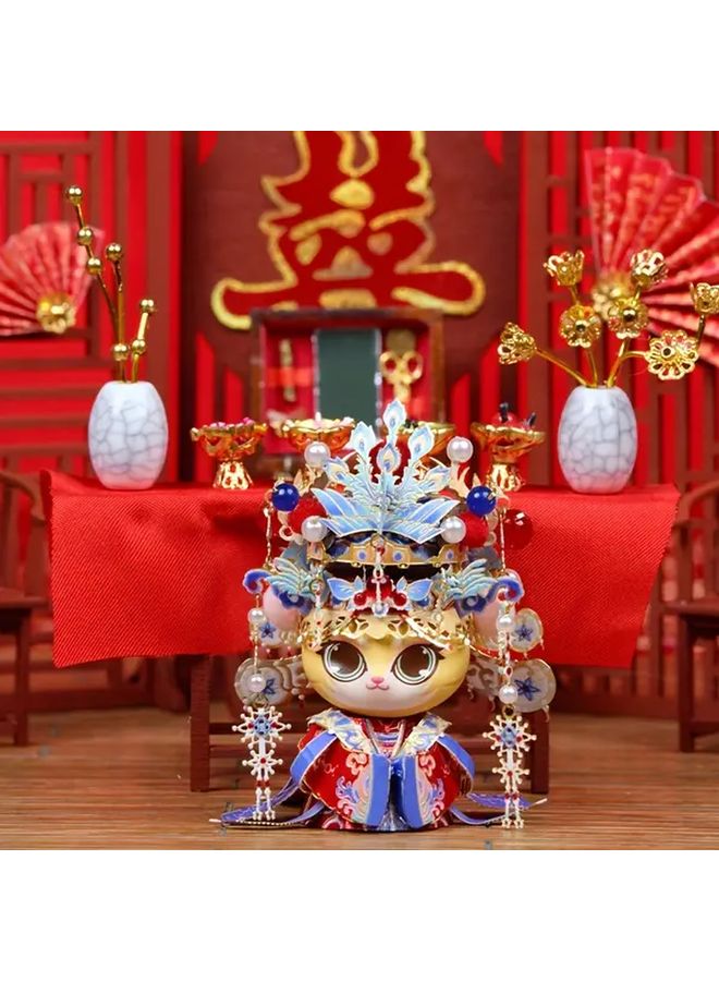 Love Cat 3D Metal Puzzle DIY Traditional Chinese Style Decoration Red Blue Gold Ornaments - Image 4